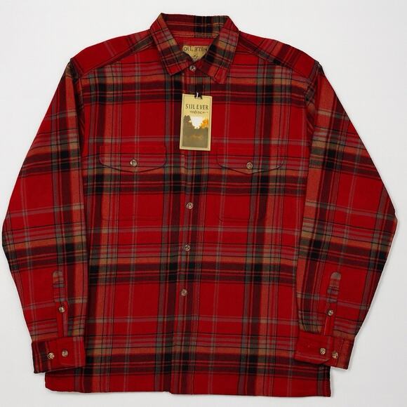 Sun River Plaid Quilted Flannel Shacket Jacket Green Red Size M NWT Heavyweight - Picture 1 of 9